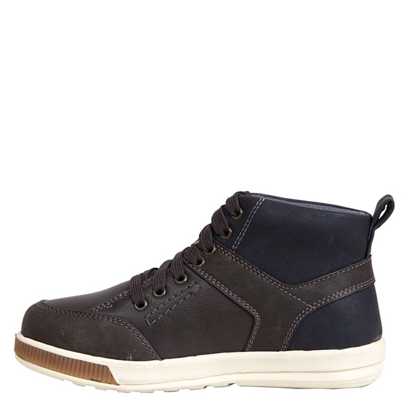 Deer Stags Boy's Landry Memory Foam Dress Casual Comfort High Top Sneaker Boot Boot, grey/navy, 5.5 Medium US Big Kid - Image 4